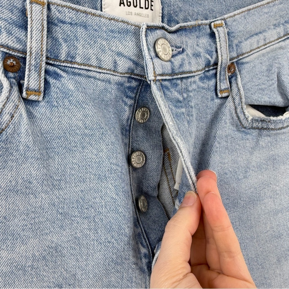 Agolde Riley Crop Button Fly High Rise Raw Hem 29 - Picture 2 of 6